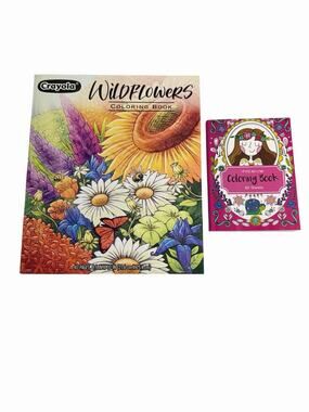 Lot of 2 Adult Coloring Books Crayola Wildflowers Coloring Book + Premium New